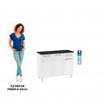 Balcão de Cozinha de Aço Triplo Topázio Smart C/ Tampo Branco - Telasul