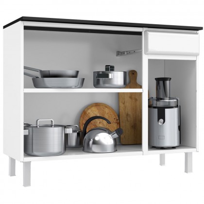 Balcão de Cozinha de Aço Triplo Topázio Smart C/ Tampo Branco - Telasul