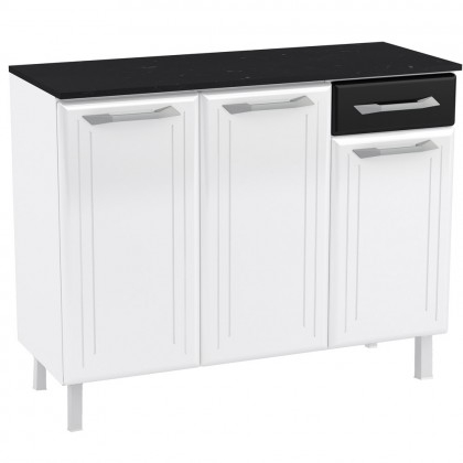 Balcão de Cozinha de Aço Triplo Topázio Smart C/ Tampo Branco/Preto - Telasul