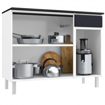Balcão de Cozinha de Aço Triplo Topázio Smart C/ Tampo Branco/Preto - Telasul
