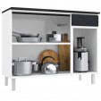 Balcão de Cozinha de Aço Triplo Topázio Smart C/ Tampo Branco/Preto - Telasul