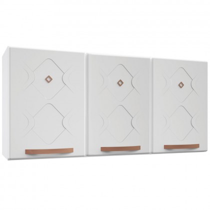 Armário de Cozinha de Aço Aéreo Triplo Médio Mirage New Branco - Telasul
