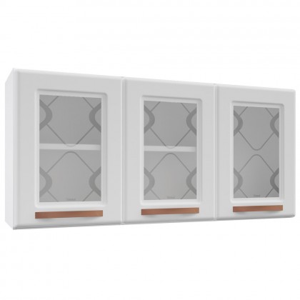 Armário de Cozinha de Aço Aéreo Triplo Médio Mirage New Branco - Telasul
