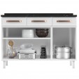 Balcão de Cozinha de Aço Triplo Mirage New C/ Tampo Branco - Telasul