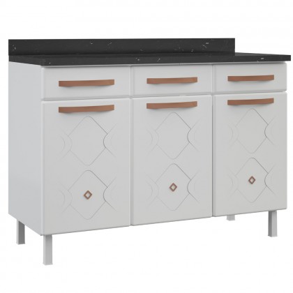 Balcão de Cozinha de Aço Triplo Mirage New C/ Tampo Branco - Telasul