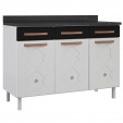 Balcão de Cozinha de Aço Triplo Mirage New C/ Tampo Branco/Preto - Telasul