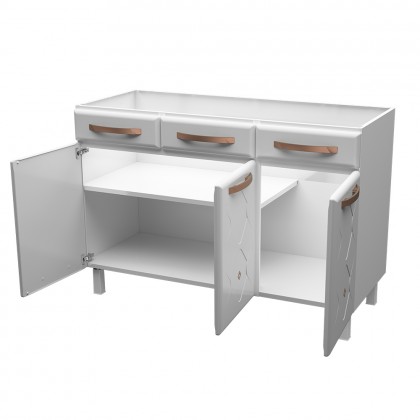 Balcão de Cozinha de Aço Triplo Mirage New S/ Tampo P/ Pia Branco - Telasul