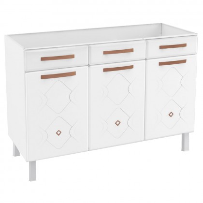 Balcão de Cozinha de Aço Triplo Mirage New S/ Tampo P/ Pia Branco - Telasul
