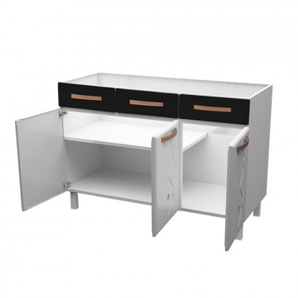 Balcão de Cozinha de Aço Triplo Mirage New S/ Tampo P/ Pia Branco/Preto - Telasul