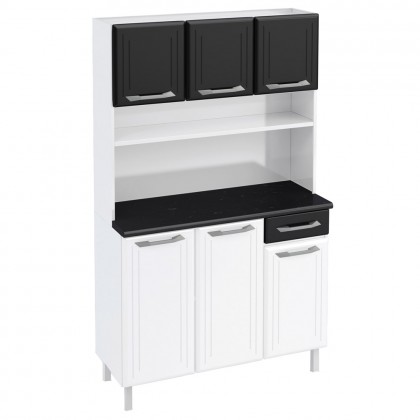 Armário de Cozinha de Aço Kit Triplo Topázio Smart Branco/Preto - Telasul
