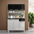 Armário de Cozinha de Aço Kit Triplo Topázio Smart Branco/Preto - Telasul
