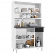 Armário de Cozinha de Aço Kit Triplo Topázio Smart Branco/Preto - Telasul