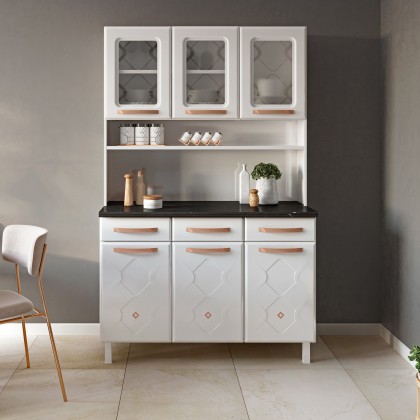 Armário de Cozinha de Aço Kit Triplo Mirage New Branco - Telasul