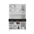 Armário de Cozinha de Aço Kit Triplo Mirage New Branco/Preto - Telasul