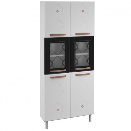 Paneleiro Duplo de Aço C/ Vidro Mirage New Branco/Preto - Telasul