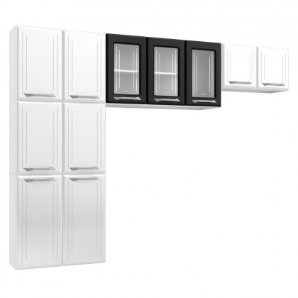 Cozinha de Aço Compacta Topázio 3 Peças Branco/Preto - Telasul