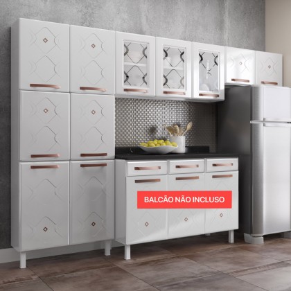 Cozinha de Aço Compacta Mirage New 3 Vidros 3 Peças Branco - Telasul