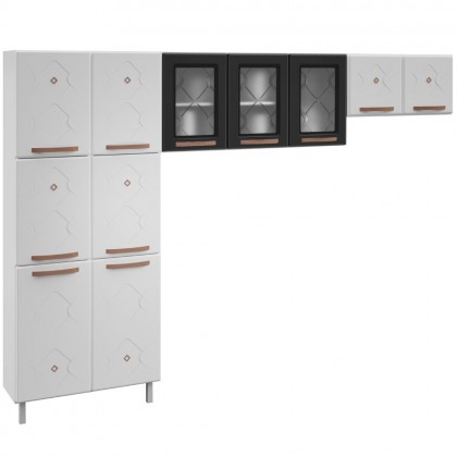 Cozinha de Aço Compacta Mirage New 3 Vidros 3 Peças Branco/Preto - Telasul
