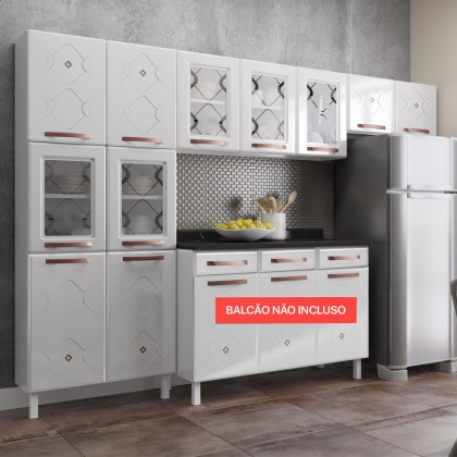 Cozinha de Aço Compacta Mirage New 5 Vidros 3 Peças Branco - Telasul