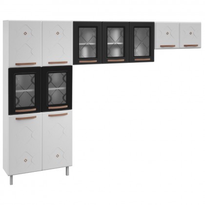 Cozinha de Aço Compacta Mirage New 5 Vidros 3 Peças Branco/Preto - Telasul