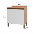 Balcão Macadâmia 800mm com Tampo 2 Portas Freijó/Branco - Telasul