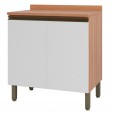 Balcão Macadâmia 800mm com Tampo 2 Portas Freijó/Branco - Telasul
