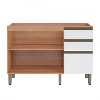 Balcão Gabinete Macadâmia 1200mm para Pia 2 Portas Freijó/Branco - Telasul