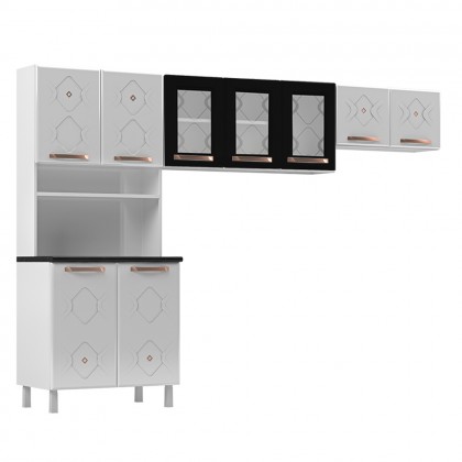 Cozinha de Aço Compacta Mirage 3 Peças Branco/Preto - Telasul