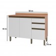 Balcão Macadâmia 1200mm 2 Portas 3 Gavetas Freijó/Branco - Telasul