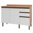 Balcão Macadâmia 1200mm 2 Portas 3 Gavetas Freijó/Branco - Telasul