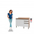 Balcão Macadâmia 1200mm 2 Portas 3 Gavetas Freijó/Branco - Telasul
