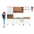Cozinha Completa Macadâmia C/ Balcão de Pia Freijó/Branco - Telasul