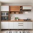 Cozinha Completa Macadâmia Torre Quente e Balcão Freijó/Branco - Telasul