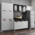Cozinha Aço Completa Mirage New 3vidros C/Balcão Branco/Preto - Telasul