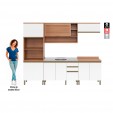 Cozinha Completa Macadâmia Torre Quente e Balcão P/ Pia Freijó/Branco - Telasul