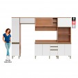 Cozinha Completa Macadâmia 5 Peças C/ Balcão Freijó/Branco - Telasul
