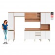 Cozinha Completa Macadâmia C/ Armário e Balcão Freijó/Branco - Telasul