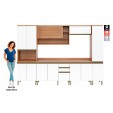 Cozinha Completa Macadâmia 6 Peças com Armário Freijó/Branco - Telasul