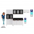 Cozinha Aço Completa Mirage New 5 Vidros C/Balcão Branco/Preto - Telasul