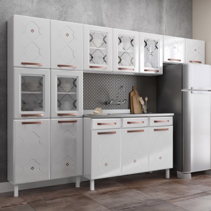 Cozinha Aço Completa Mirage New C/ Balcão P/ Pia Branco - Telasul