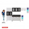 Cozinha Aço Completa Mirage New C/ Balcão P/ Pia Branco/Preto - Telasul