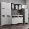 Cozinha Aço Completa Mirage New 3vidros Balcão P/ Pia Branco/Preto - Telasul