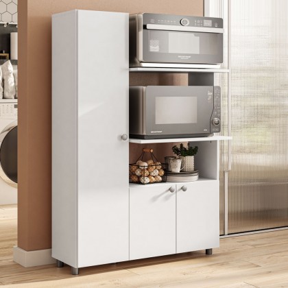 Armário de Cozinha Multiuso âmbar 3 Portas Forno e Micro Branco - Telasul