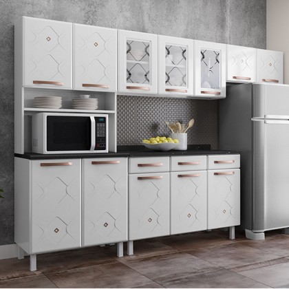 Cozinha de Aço Completa Mirage com Balcão Branco - Telasul
