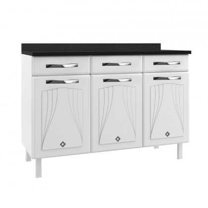 Balcão de Cozinha de Aço Triplo Star New C/ Tampo Branco - Telasul