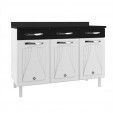 Balcão de Cozinha de Aço Triplo Star New C/ Tampo Branco/Preto - Telasul