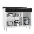 Balcão de Cozinha de Aço Triplo Star New C/ Tampo Branco/Preto - Telasul