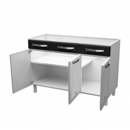 Balcão de Cozinha de Aço Triplo Star New P/ Pia Branco/Preto - Telasul