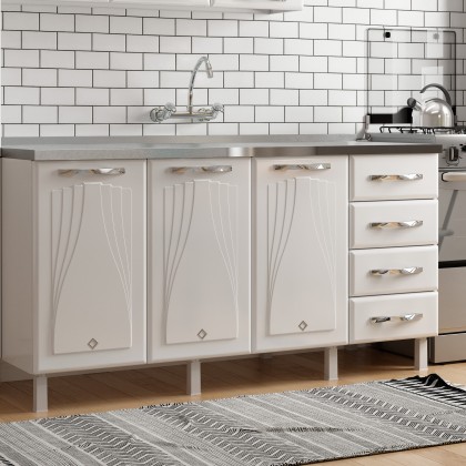 Balcão de Cozinha de Aço Star New S/Tampo P/ Pia Branco - Telasul