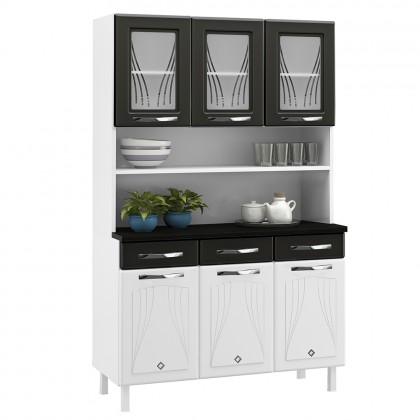 Armário de Cozinha de Aço Kit Triplo Star New Branco/Preto - Telasul